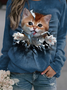 Casual Cat Loose Sweatshirt