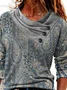 Mystery Paisley Printed Casual Regular Fit Cross Neck Ethnic Long Sleeve T-Shirt