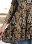 Plus Size Paisley Loose Sweetheart Neckline Casual Top