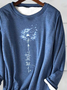 Plus Size Dandelion Long Sleeve Crew Neck Casual Plush Warmth T-Shirt