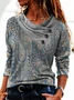 Mystery Paisley Printed Casual Regular Fit Cross Neck Ethnic Long Sleeve T-Shirt