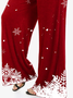 Plus Size Christmas Snowflake Jersey Casual Casual Pants