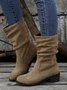 Faux Suede Slip On Slouchy Boots