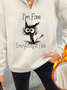 Text Letters Casual Jersey Stand Collar Sweatshirt