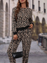 Leopard Crew Neck Loose Casual Two-Piece Set