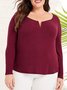 Plus Size Casual Color Block Regular Fit Knitted T-Shirt