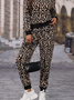 Leopard Crew Neck Loose Casual Two-Piece Set