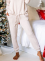 Plain Long Sleeve Crew Neck Casual Two Piece Set