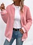 Casual Long sleeve Pink Teddy Jacket