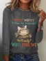 Women's Wait what? I have an attitude No really? Who knew Funny Cat Simple Long Sleeve Top