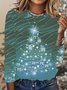 Casual Jersey Christmas Crew Neck T-Shirt Xmas T-shirt