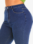 Plus Size Denim Tight Buttoned Casual Jeans
