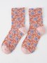 Casual Lace Stitching Cotton Star Pattern High Stretch Socks Daily Commuting Accessories