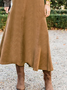 Casual Suede Plain Loose Skirt