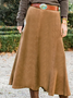 Casual Suede Plain Loose Skirt