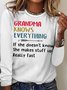 Women's Grandma Know Everthing Funny Letters Casual Top