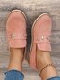 Metal Decor Faux Suede Casual Loafers