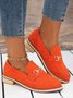 Metal Decor Faux Suede Casual Loafers