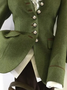 zolucky Green Paneled Plain Wool Blend Long Sleeve Outerwear