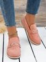 Metal Decor Faux Suede Casual Loafers