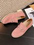 Metal Decor Faux Suede Casual Loafers