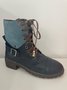 Retro Stitching Lace-up Zipper Boots