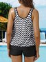 Casual Striped Printing Scoop Neck Tankinis Two-Piece Set