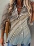 Buttoned Abstract Shirt Collar Casual Blouse