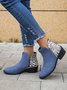 Leopard Pattern Split Joint Side Zip Chelsea Booties