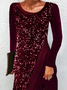 Loose Sequin Long Sleeve Party Dress