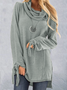 Long Sleeve Cotton Cowl Neck Hoodies & Sweatshirt