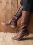 Vintage Soft Sole Comfortable Block Heel Tall Boots Rider Boots