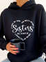 Sisters Funny Hoodie Heart Printed Sweatshirt