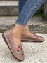 Vintage Color Block Hollow Out Stitch Detail Flat Shoes