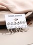 6Pcs Casual Daily Butterfly Pattern Hoop Earrings Stud Set