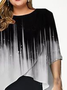 Plus Size Crew Neck Abstract Loose Dress