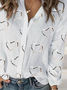Heart/Cordate Casual Shirt Collar Blouse