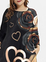 Plus Size Loose Jersey Floral Casual Dress