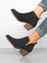 Matte Leather Simple Casual Breathable Chunky Heel Ankle Boots