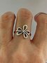 Boho Resort Silver Cutout Floral Ring Ethnic Beach Vacation Jewelry