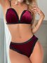 Valentine's Day Red Velvet Lace Sexy Lingerie Set