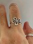 Boho Resort Silver Cutout Floral Ring Ethnic Beach Vacation Jewelry