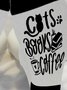 Cat Book Coffee Casual Fun Monogram Cotton Socks Daily Commuter Home Accessories