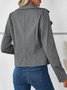 Plain Long Sleeve Buckle Zipper Casual Jacket
