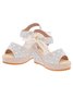 Holiday Floral Lace Gauze Bow Wedge Sandals