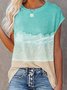 Plus Size Sea 3D Printing Vacation Casual Loosen Crew Neck Short Sleeve T-Shirt