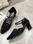 Elegant And Gorgeous Black Mesh Rhinestone Chunky Heel Dress Shoes