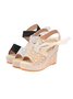 Holiday Floral Lace Gauze Bow Wedge Sandals