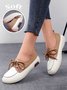 Casual Split Joint Color Block Leather Lace Up Flat Shoes