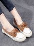 Casual Split Joint Color Block Leather Lace Up Flat Shoes